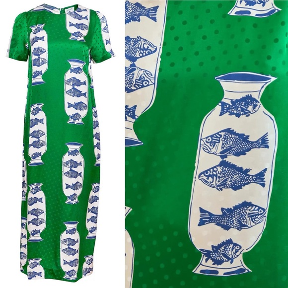 NWOT Hunter Bell Silk Valerie dress in Herring Green Size 4 *SOLD OUT* - Picture 5 of 10